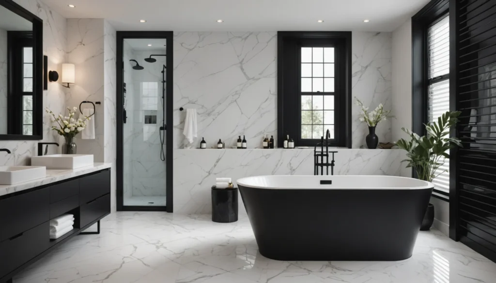salle de bain avec robinetterie noire