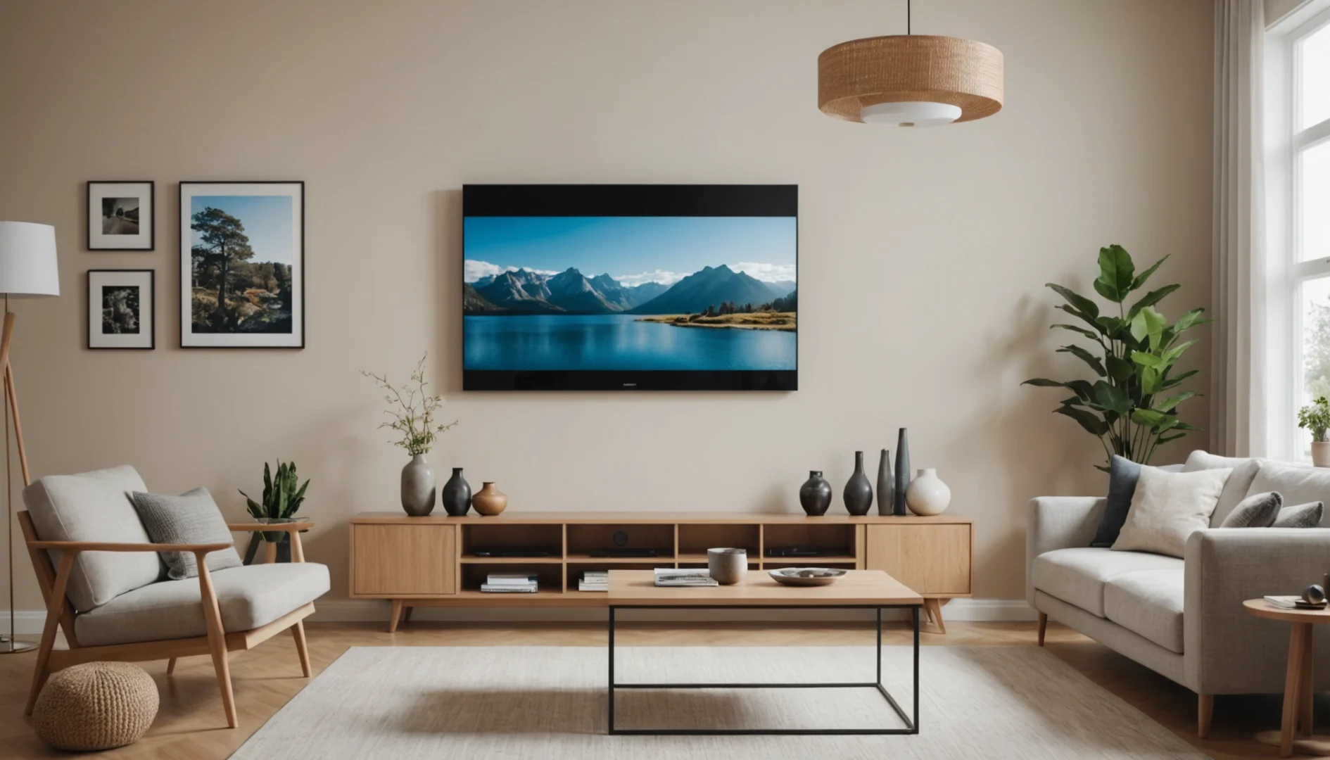 décorer l’étagère au-dessus de la télévision